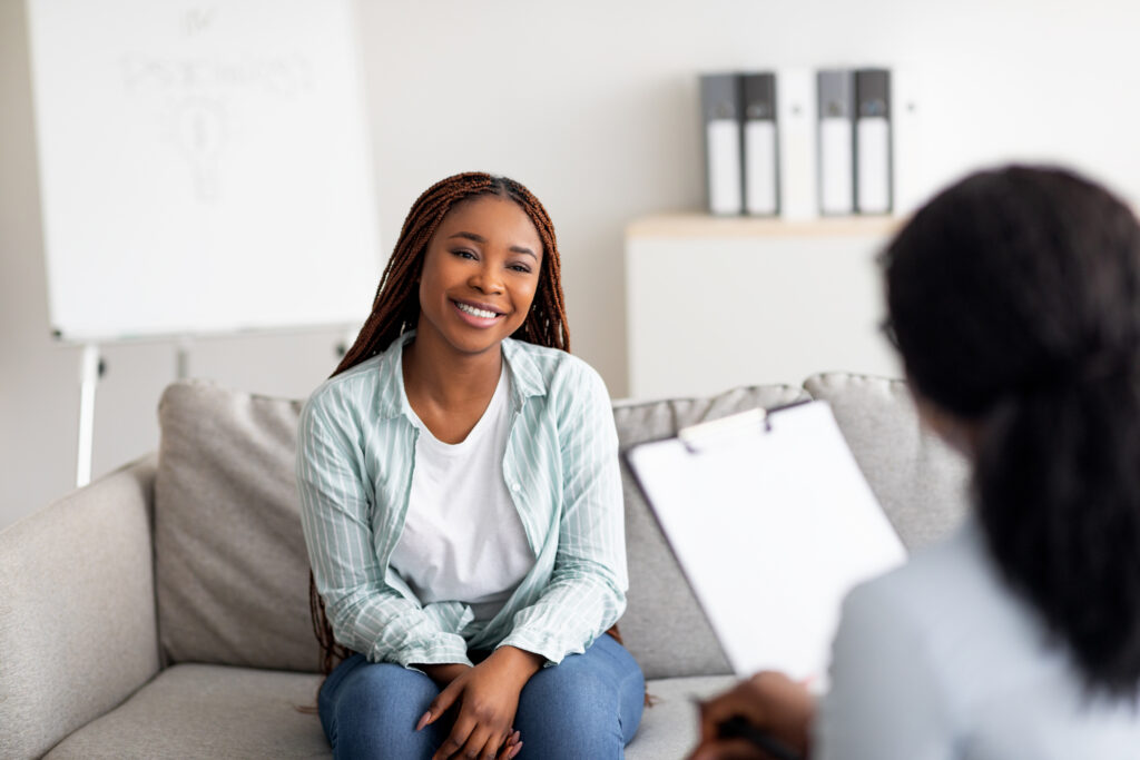 Pregnancy woman receives abortion information from Alternatives Pregnancy Clinic in Battle Creek, MI.